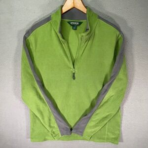 Outdoor Life Mens Quarter Zip Pullover Large Green Fleece Mock Neck